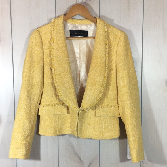 zara yellow tweed jacket